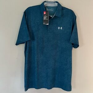 New Under Armour Men’s Medium Loose HeatGear Golf Polo Soft Cool Blue/Teal Shirt